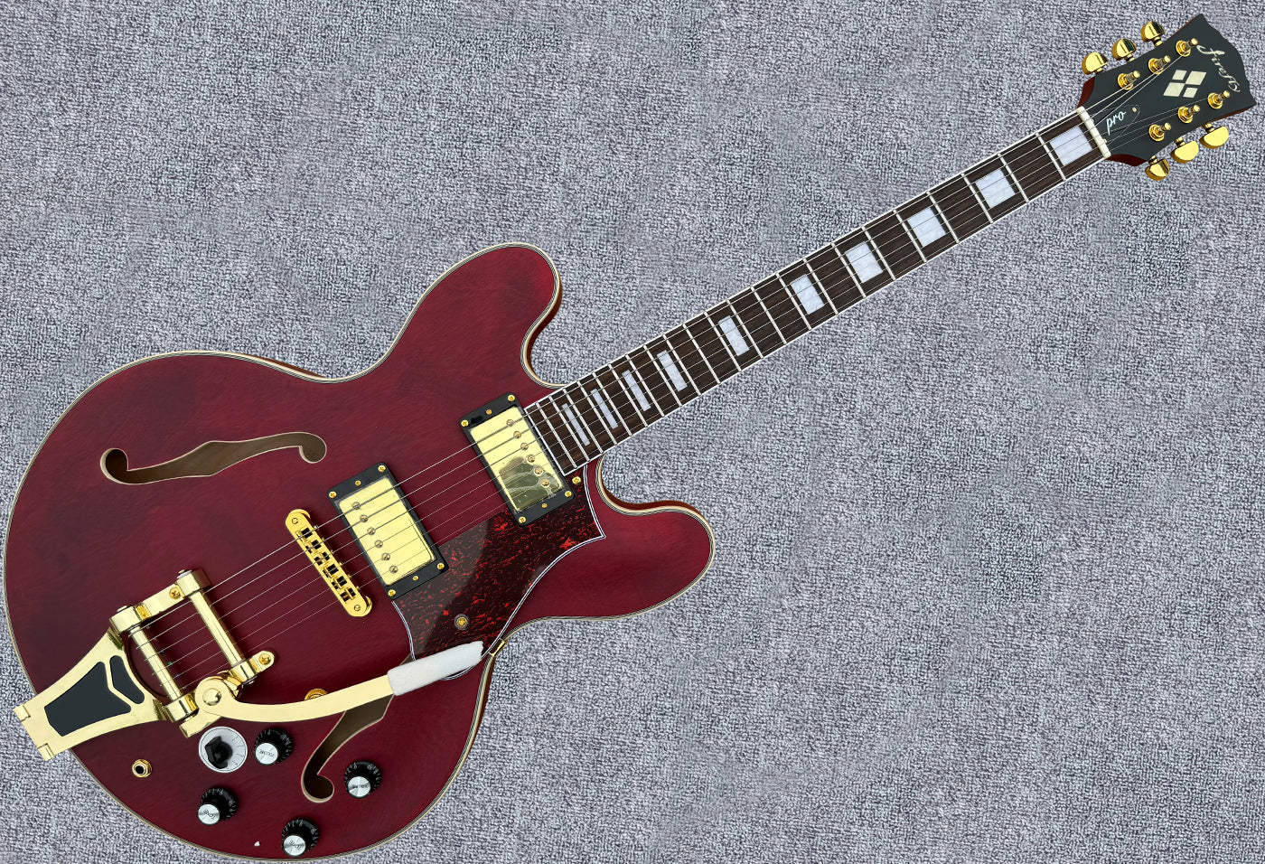 New Firefly FF338PRO Full Size Semi Hollow body Electric Guitar (Matte Red Color)