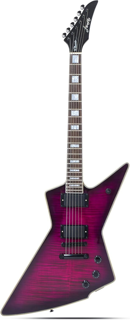 Firefly FFLX Solid Body Electric Guitar,Mahogany Guitar body,Stainless steel and ball end frets,rosewood fretboard(Purple Color)