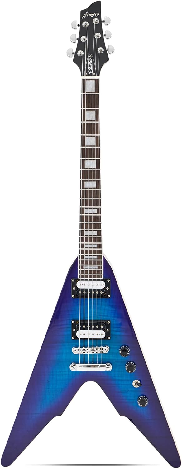 Firefly FFLV Solid Body Electric Guitar,Mahogany Guitar body,Stainless steel and ball end frets,rosewood fretboard(BlueBerry Color)