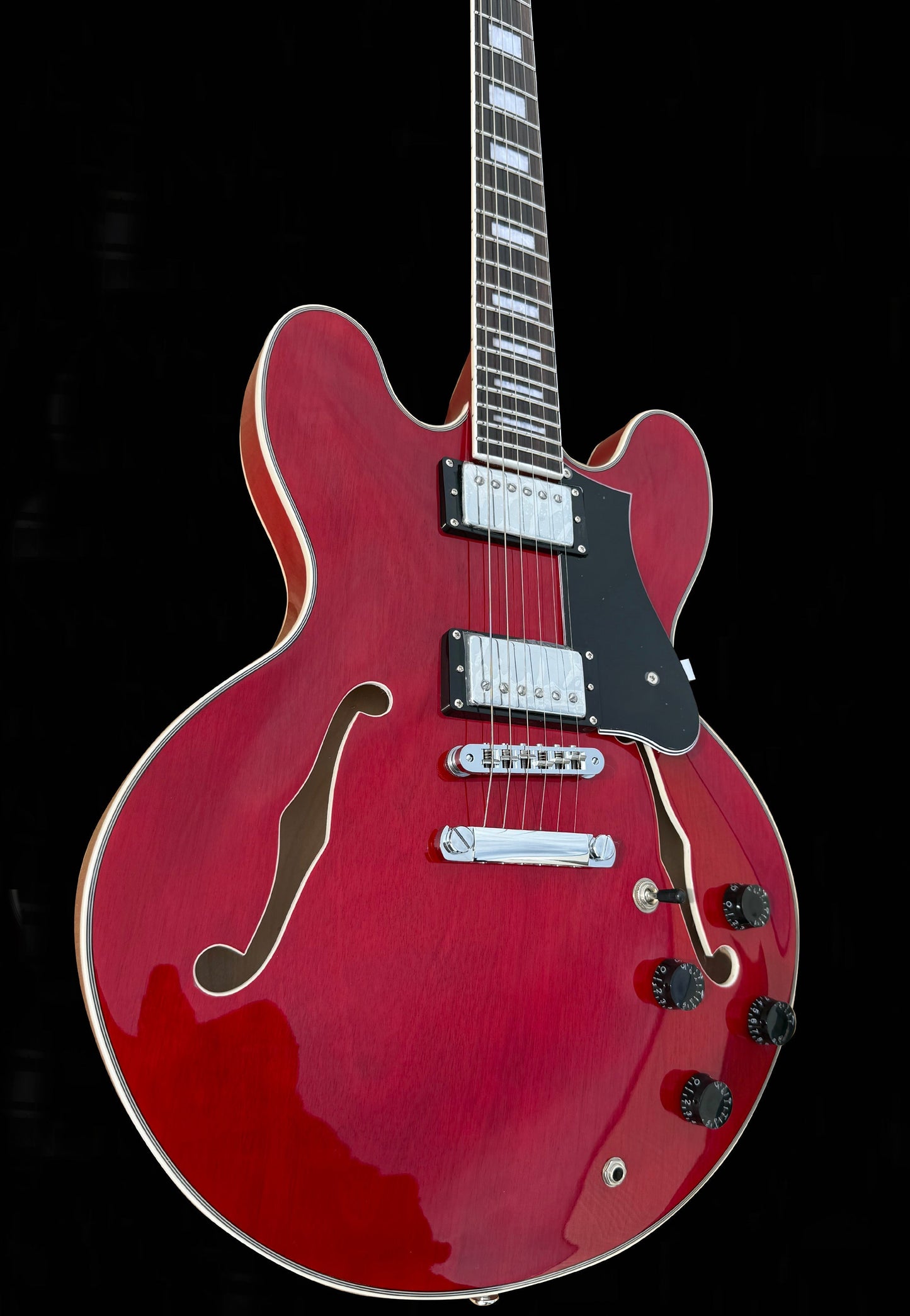 New Firefly Full Size FF338PRO Semi Hollow Body Electric Guitar (Transparent Red Color)